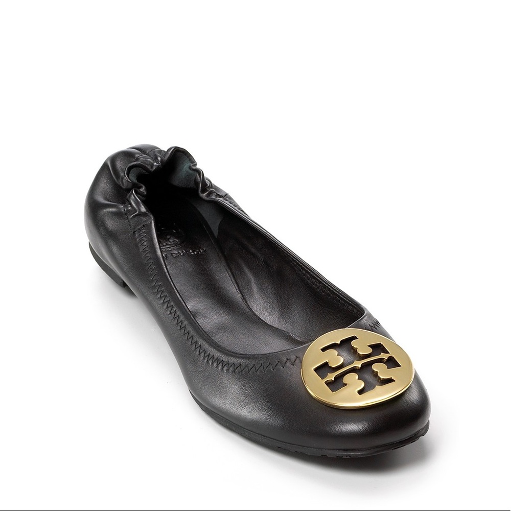 Tory Burch Reva Black / Gold Flats Size 6 - Picture 2 of 7